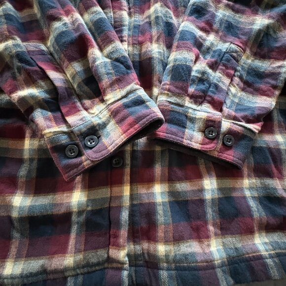 LL Bean Mens Fleece Lined Flannel Shirt Size 2XL Tall Plaid Shacket Heavyweight - Picture 7 of 10